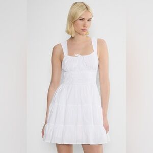 Aritzia Sunday Best Martine White Tiered Poplin Mini Dress – Size XL | Bridal